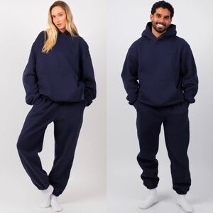 Comfrt Navy Unisex Minimalist Two Piece Hoodie Sweatpants Set